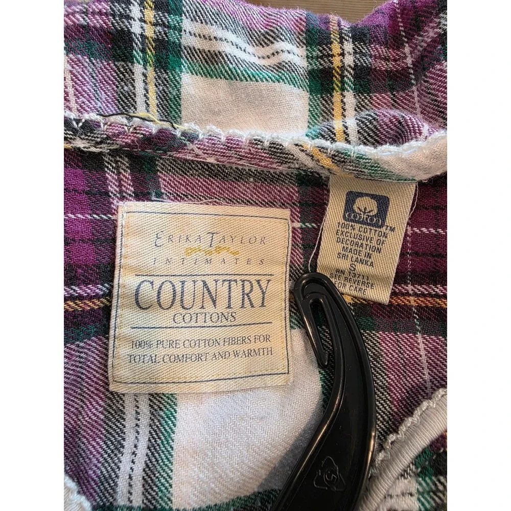 Women's sz S Erika Taylor Intimates Country Cottons Plaid Flannel Nightgown